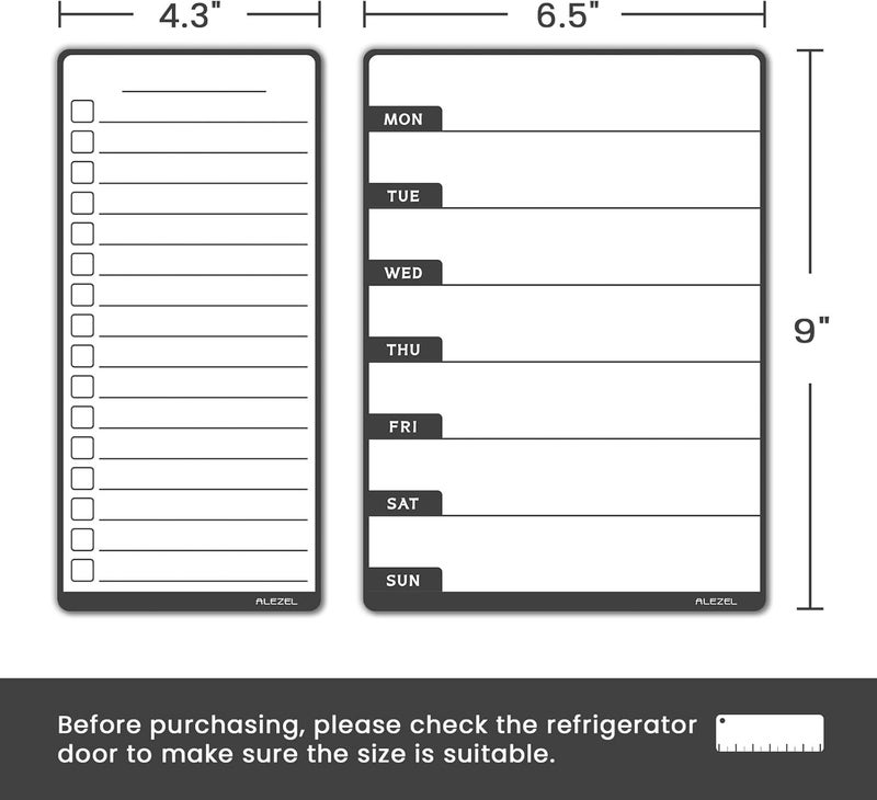 ALEZEL Weekly Dry Erase Board for Fridge, Magnetic Meal Planner Whiteboard Set - Includes Weekly Calendar for Refrigerator & 2 to Do List White Boards, 3 Markers + Eraser - Image 3